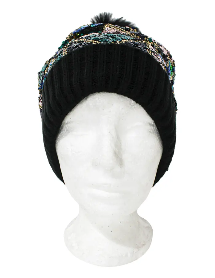 Gorro de Invierno multicolor con lentejuelas de 24x1x22cm - Image 2