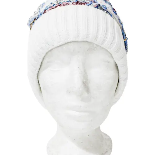 Gorro de Invierno blanco con lentejuelas de 24x1x22cm