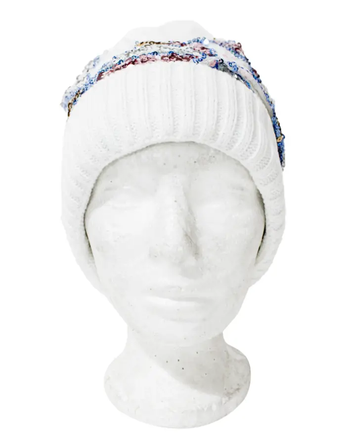 Gorro de Invierno blanco con lentejuelas de 24x1x22cm - Image 2