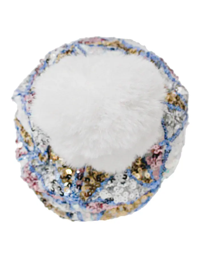 Gorro de Invierno blanco con lentejuelas de 24x1x22cm - Image 4