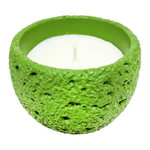Vela con base de resina verde de 11x11x8.5cm