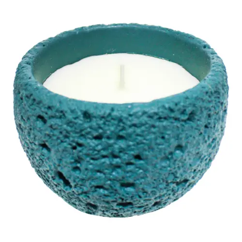 Vela con base de resina azul de 11x11x8.5cm
