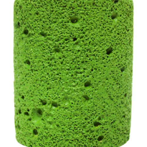 Vela con base de resina cilindrica verde de 8x8x9.5cm