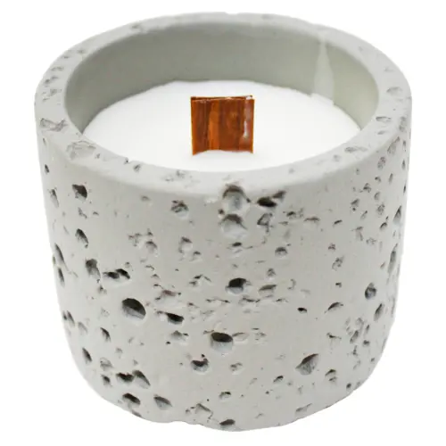 Vela con base de resina cilindrica gris de 8.5×8.5×7.2cm