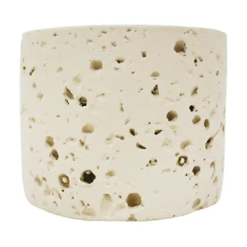 Vela con base de resina cilindrica beige de 8.5×8.5×7.2cm
