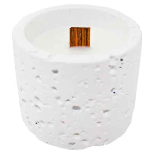 Vela con base de resina cilindrica blanca de 8.5×8.5×7.2cm