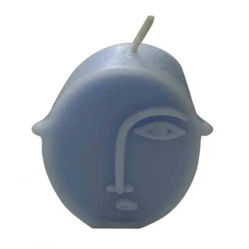 Vela en forma de rostro azul de 2x5x10cm