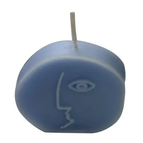 Vela en forma de rostro azul de 2.4x7x7.7cm