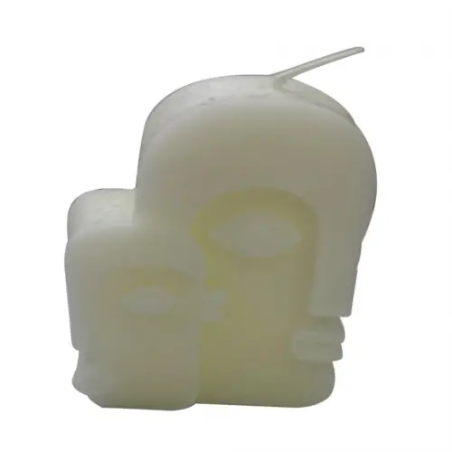 Vela en forma de rostro beige de 2.2x6x9cm