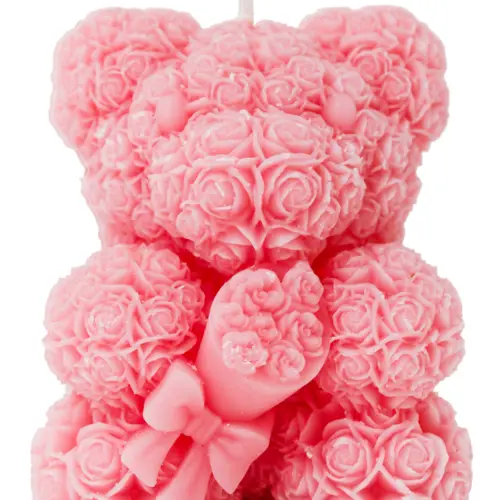 Vela en forma de oso de color rosa de 6x8x9.5cm