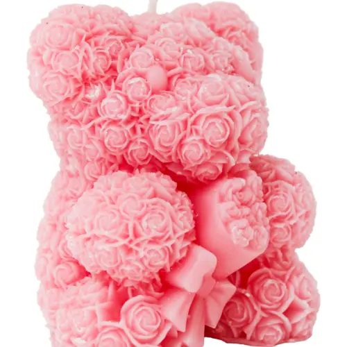 Vela en forma de oso de color rosa de 6x8x9.5cm