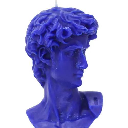 Vela diseño rostro azul rey de 8×9.5×14.5cm