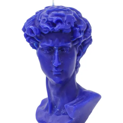 Vela diseño rostro azul rey de 8×9.5×14.5cm