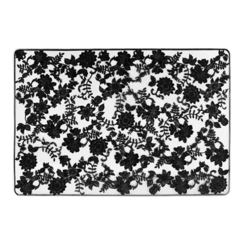 Mantel de plastico rectangular negro diseño flores de 30x45x0.1cm