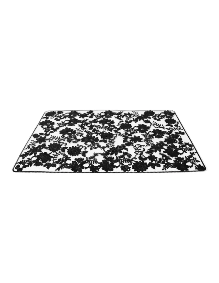 Mantel de plastico rectangular negro diseño flores de 30x45x0.1cm - Image 2