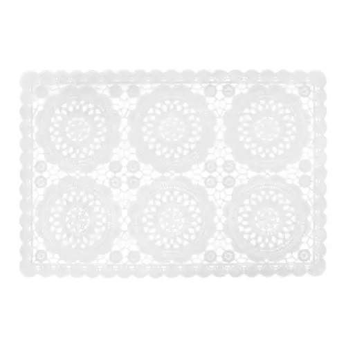 Mantel de plastico rectangular blanco diseño circulos de 30x45x0.1cm