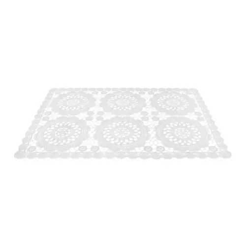 Mantel de plastico rectangular blanco diseño circulos de 30x45x0.1cm
