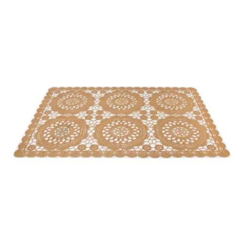 Mantel de plastico rectangular café claro diseño circulos de 30x45x0.1cm