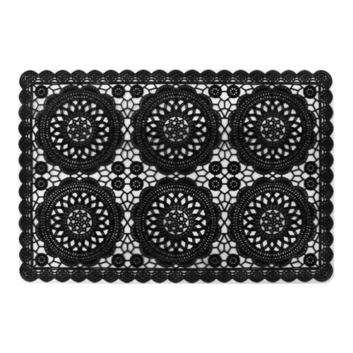 Mantel de plastico rectangular negro diseño circulos de 30x45x0.1cm