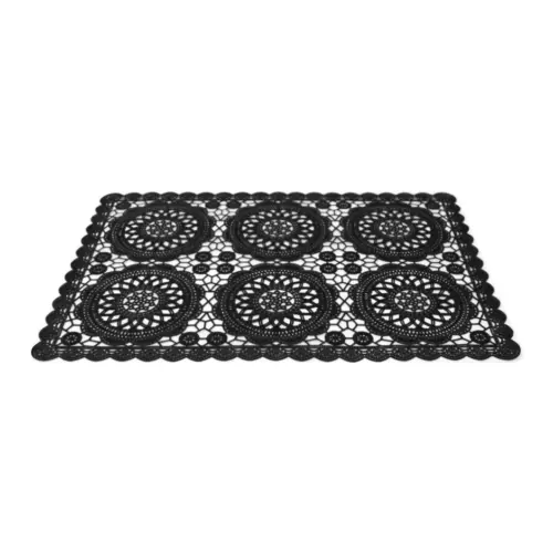 Mantel de plastico rectangular negro diseño circulos de 30x45x0.1cm