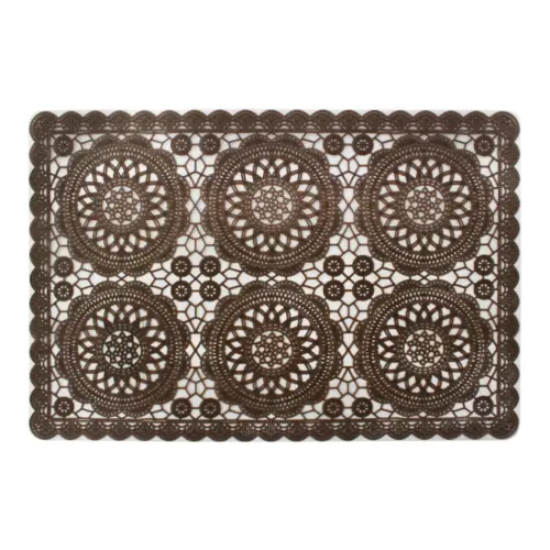 Mantel de plastico rectangular café diseño circulos de 30x45x0.1cm