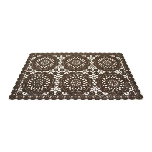 Mantel de plastico rectangular café diseño circulos de 30x45x0.1cm