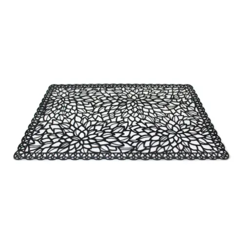 Mantel de plastico rectangular negro diseño flor de 30x45x0.1cm