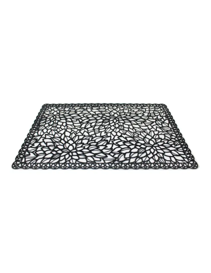 Mantel de plastico rectangular negro diseño flor de 30x45x0.1cm - Image 2