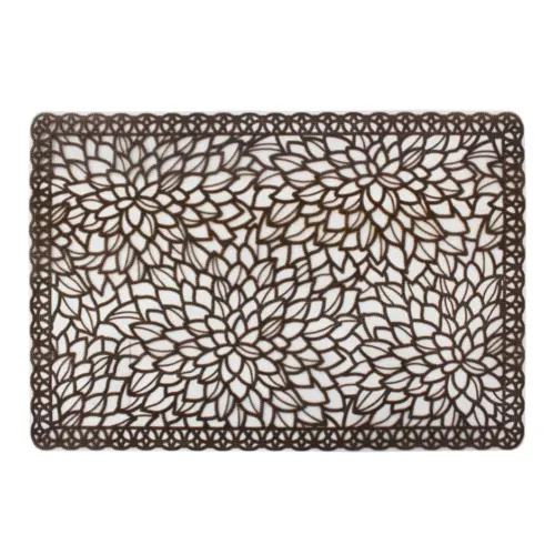 Mantel de plastico rectangular café diseño flor de 30x45x0.1cm