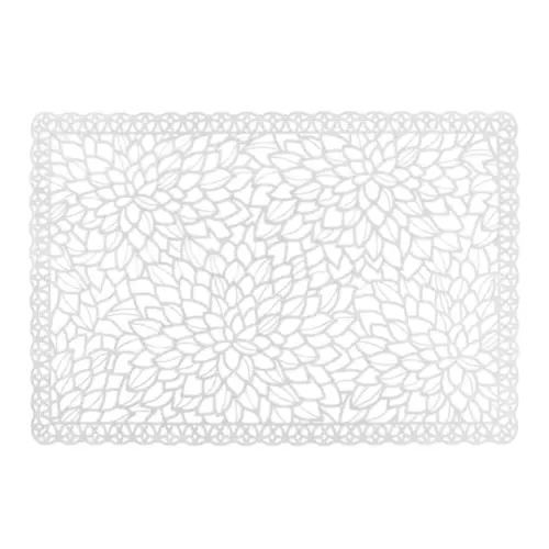 Mantel de plastico rectangular blanco diseño flor de 30x45x0.1cm