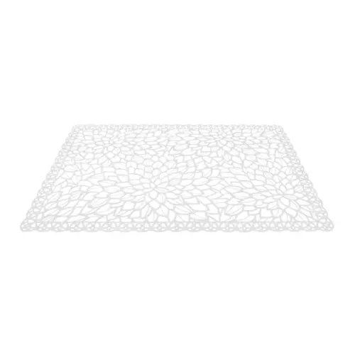 Mantel de plastico rectangular blanco diseño flor de 30x45x0.1cm