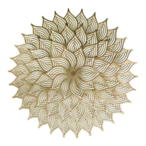 Mantel de plastico calado dorado diseño flor de 38x38x0.1cm