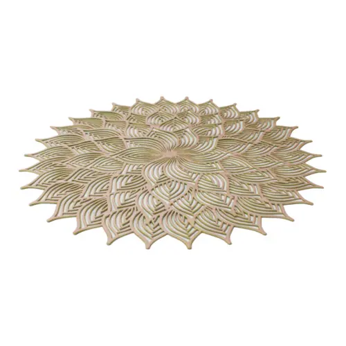 Mantel de plastico calado dorado diseño flor de 38x38x0.1cm
