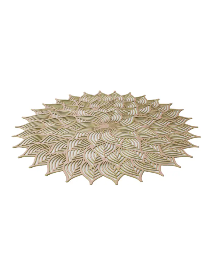 Mantel de plastico calado dorado diseño flor de 38x38x0.1cm - Image 2