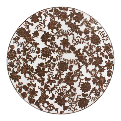 Mantel de plastico café estampado flores de 38x38x0.1cm