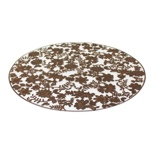Mantel de plastico café estampado flores de 38x38x0.1cm