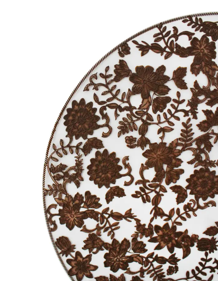 Mantel de plastico café estampado flores de 38x38x0.1cm - Image 3