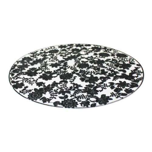 Mantel de plastico negro estampado flores de 38x38x0.1cm