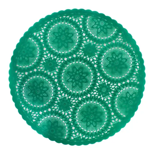 Mantel de plastico verde diseño circulos de 38x38x0.1cm