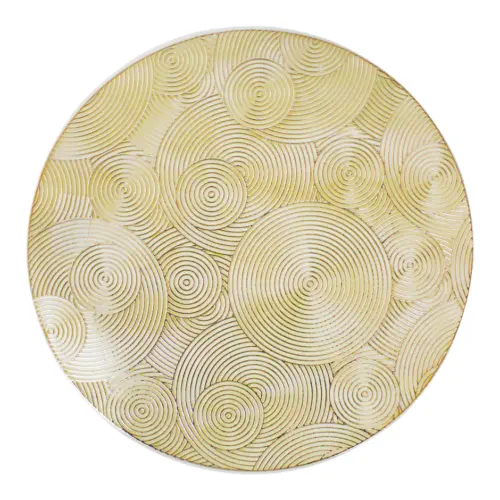 Mantel de plastico dorado diseño circulos de 38x38x0.1cm