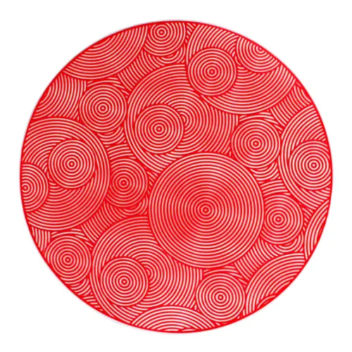 Mantel de plastico rojo diseño circulos de 38x38x0.1cm