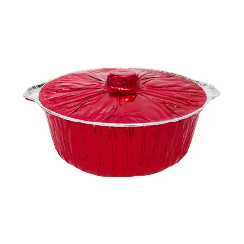 Charola de papel de aluminio rojo con tapa de 30x32x14cm
