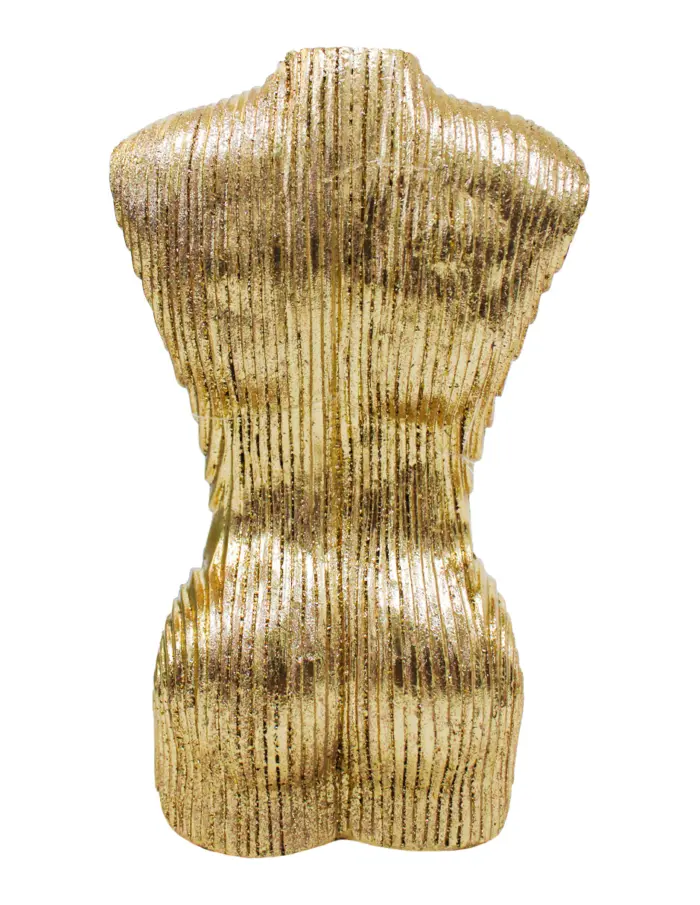 Torso de hombre de poliresina dorada de 10x6.5x17cm - Image 3