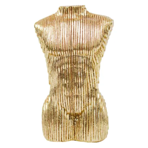 Torso de mujer de poliresina dorada de 8.5x8x14cm