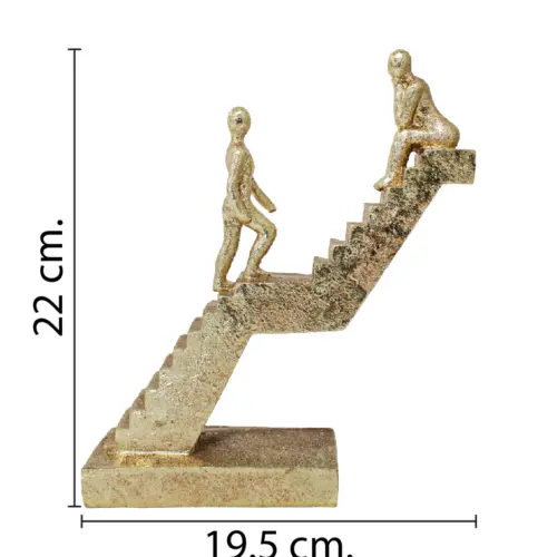 Pareja de poliresina en escaleras dorada de 19.5×6.5x22cm
