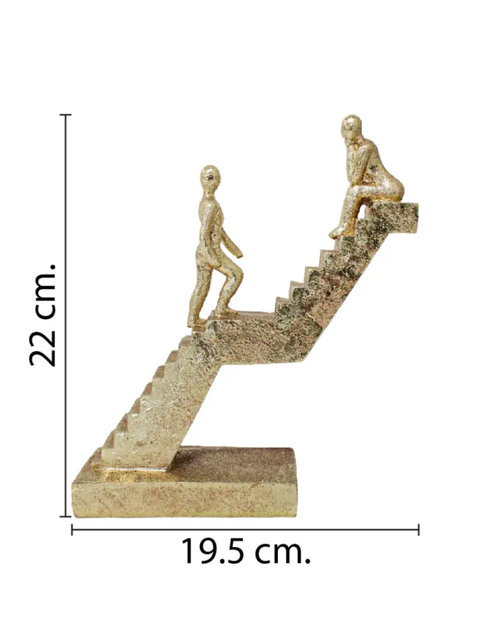 Pareja de poliresina en escaleras dorada de 19.5x6.5x22cm - Image 2