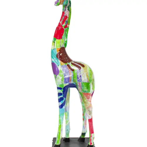 Jirafa multicolor de poliresina de 11.5×7.5x37cm