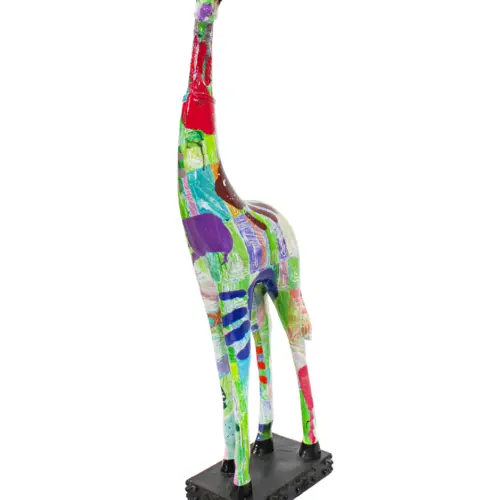Jirafa multicolor de poliresina de 11.5×7.5x37cm