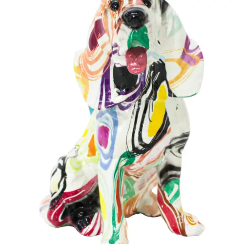 Perro de poliresina multicolor de 22.5×14.5x25cm