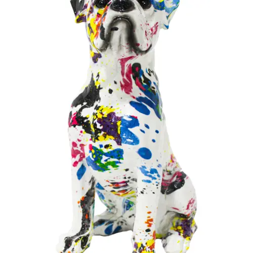 Perro de poliresina multicolor de 12.5x9x20cm